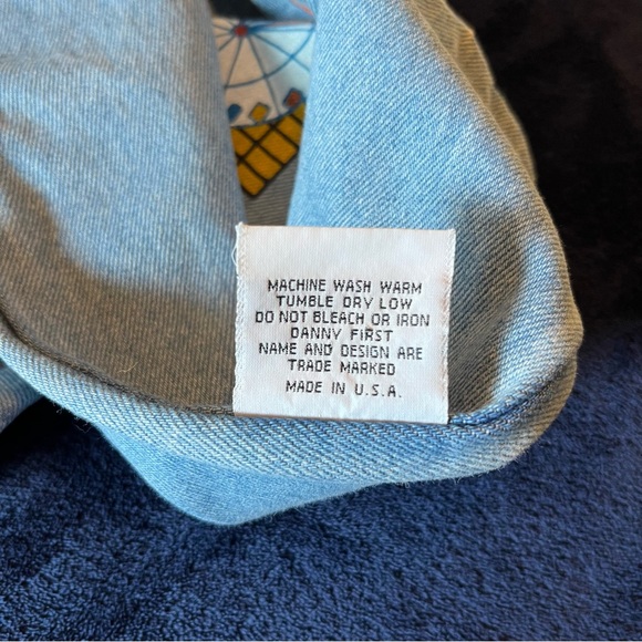 Vintage 90s Danny First Denim Colorful Chicago Girl Large Tote Bag - Picture 5 of 6